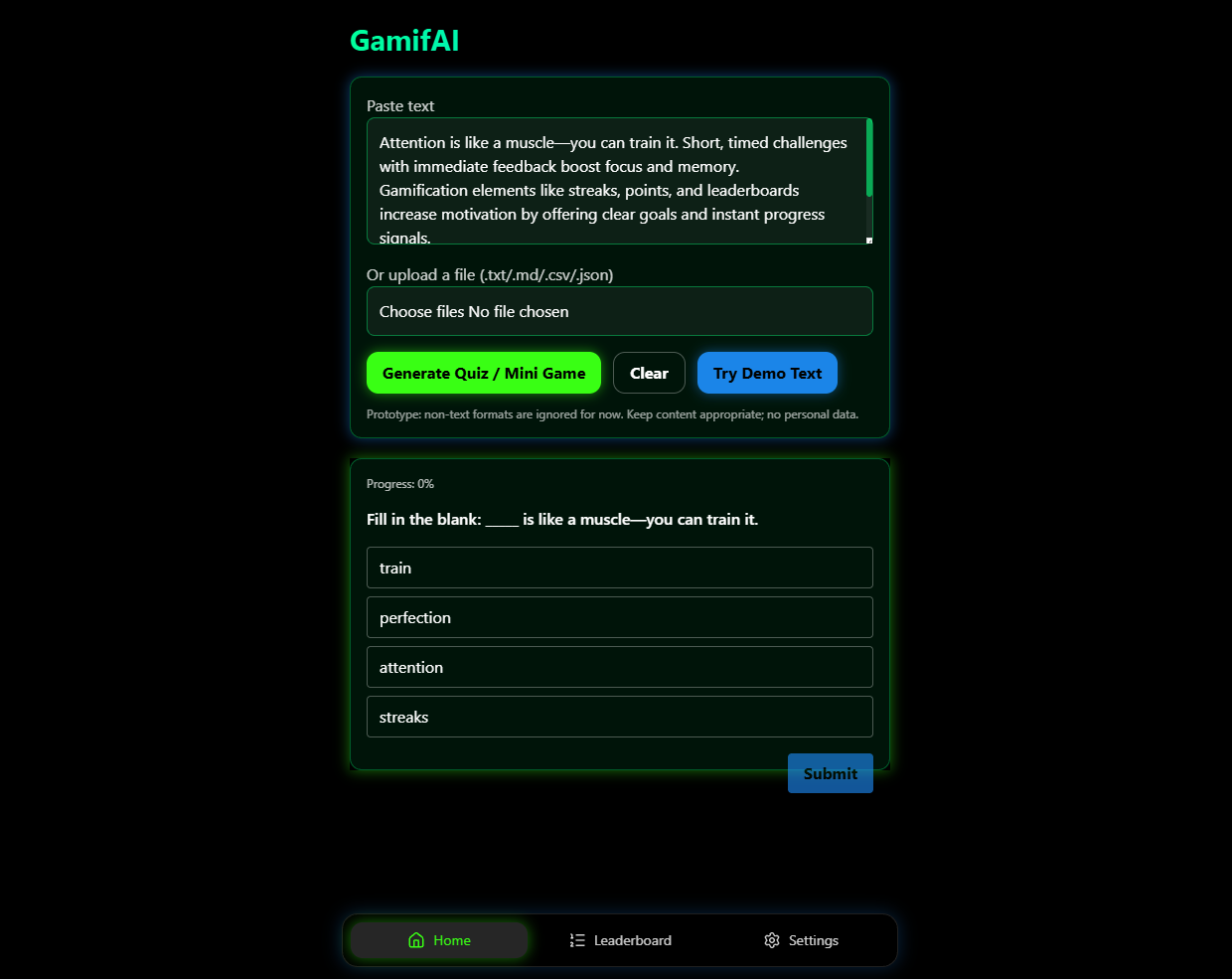 Screenshot of website project